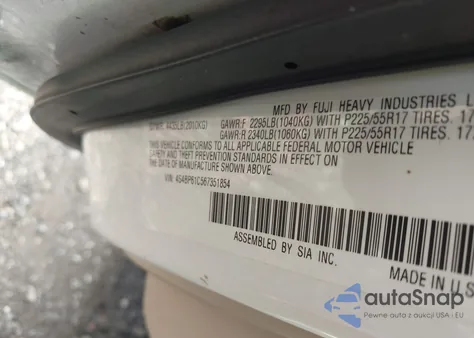 2006 Subaru Outback 2.5I z USA, uszkodzony, nr VIN 4S4BP61C567351854